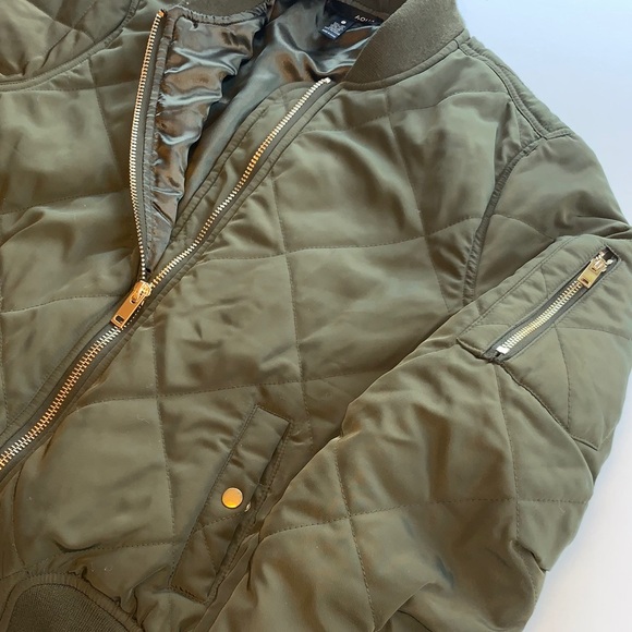 Aqua Green Quilted Bomber Jacket - Picture 3 of 3